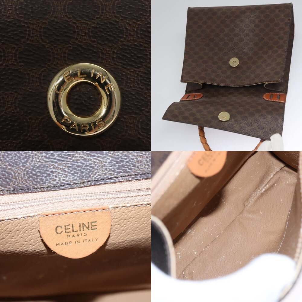 CELINE Macadam Canvas Hand Bag Pvc Leather Brown - Picture 11 of 13